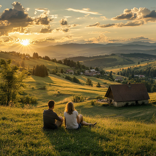 Un couple dans un cadre ensoleillé
