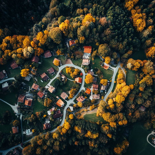 Aerial view of a village