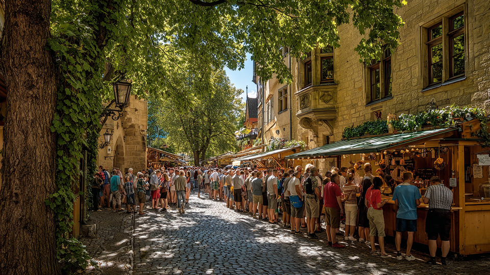 Lively market scene