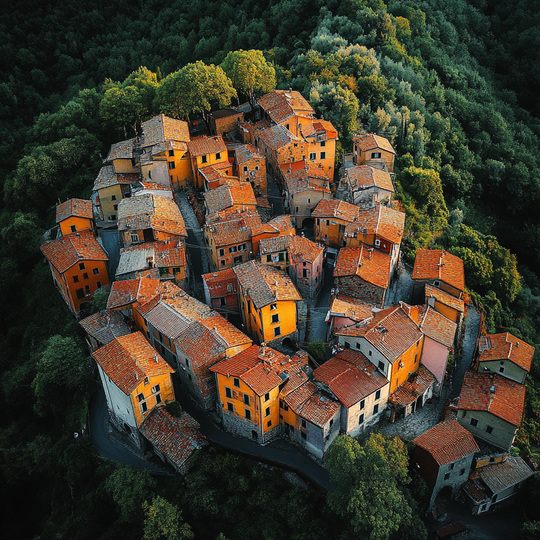 Vedere aeriană a unui sat