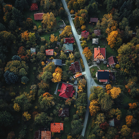Pogled iz zraka na selo