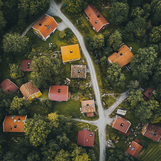 Vedere aeriană a unui sat
