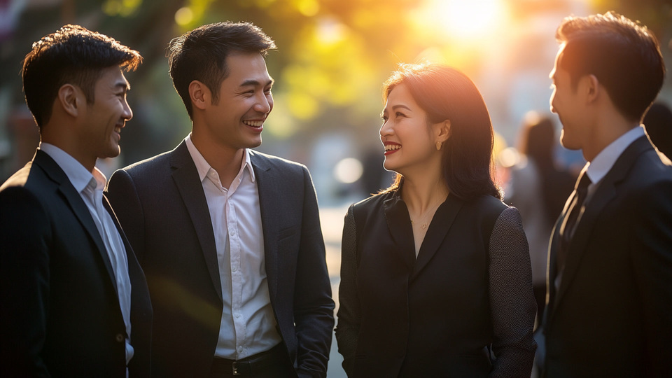 Nhóm kinh doanh đang trao đổi