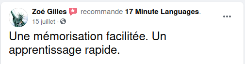 17 Minute Languages avis sur Facebook 01