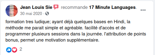 17 Minute Languages avis sur Facebook 14