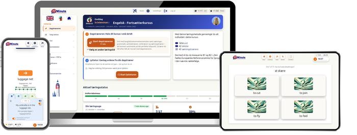 skærmbillede af fortsætterkurset i engelsk fra 17 Minute Languages