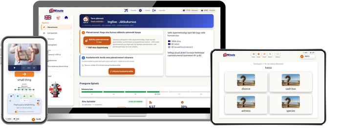 17 Minute Languagesi inglise keele jätkukursuse ekraanipilt