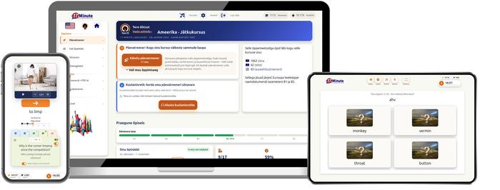17 Minute Languagesi ameerika inglise keele jätkukursuse ekraanipilt