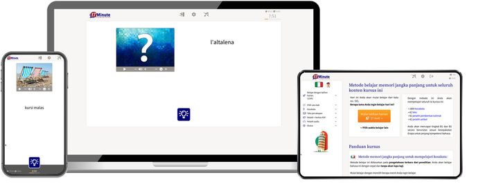 Screenshot kursus bahasa Italia tingkat lanjut