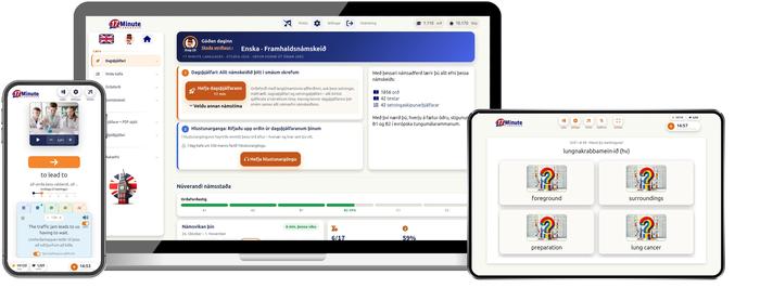 skjámynd af framhaldsnámskeiðinu í ensku frá 17 Minute Languages