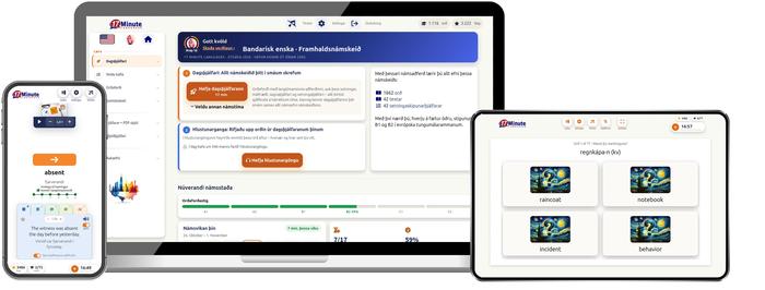 skjámynd af framhaldsnámskeiðinu í bandaríska ensku frá 17 Minute Languages