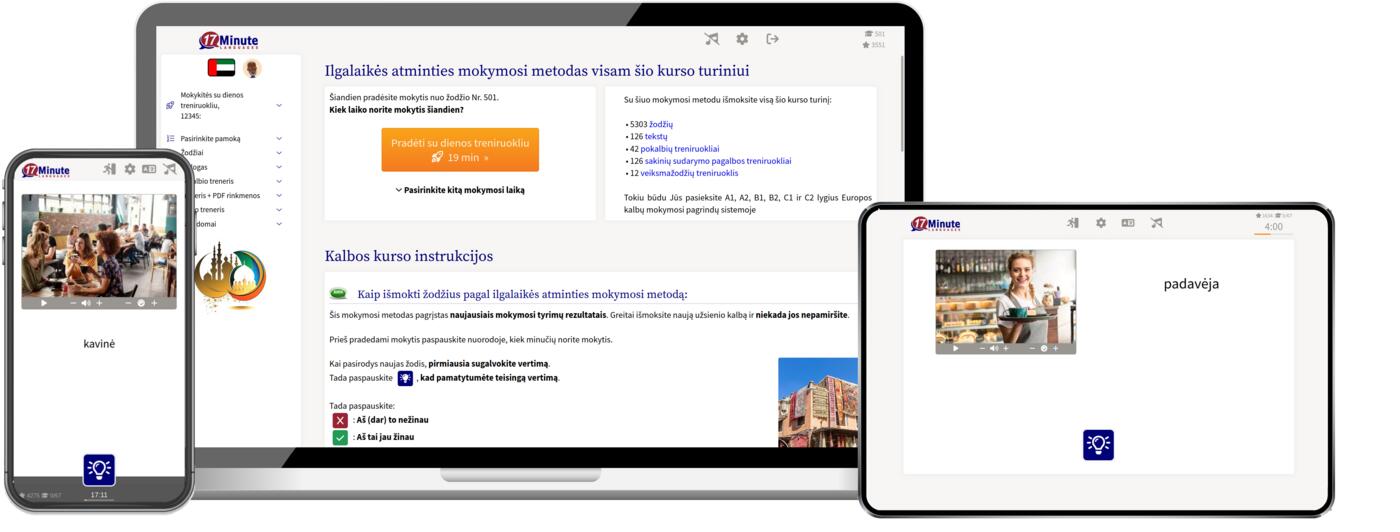 arabų kalbos kurso ekrano kopija
