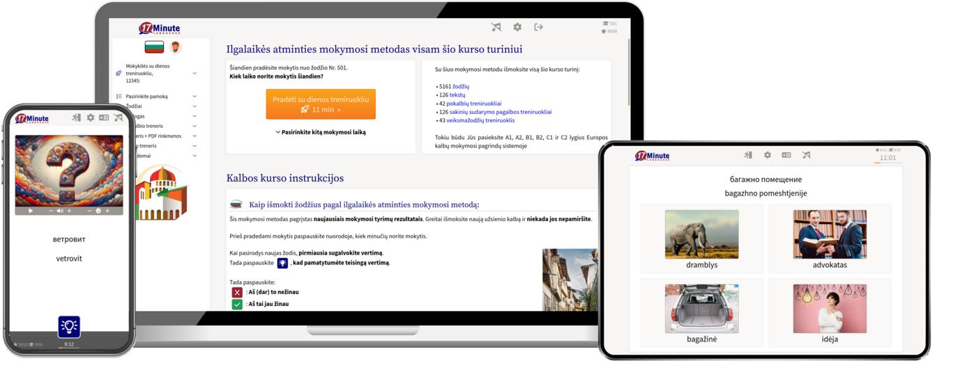 bulgarų kalbos kurso ekrano kopija