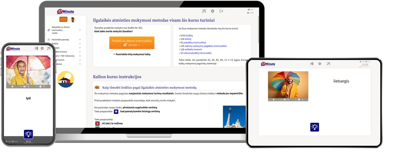katalonų kalbos kurso ekrano kopija