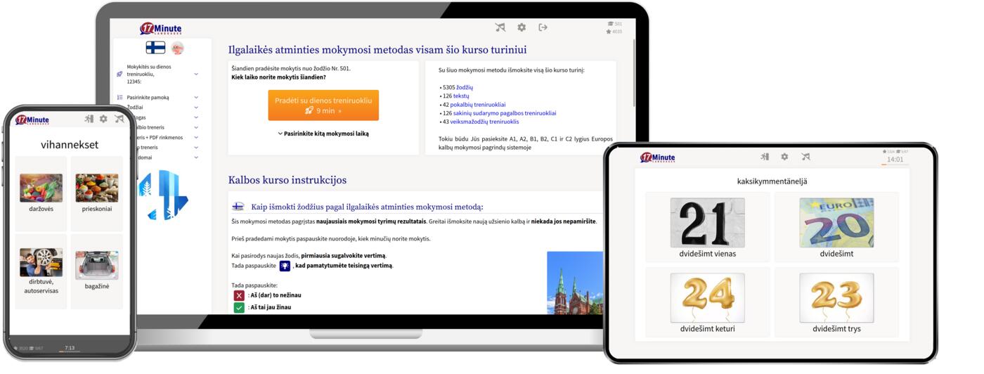 suomių kalbos kurso ekrano kopija