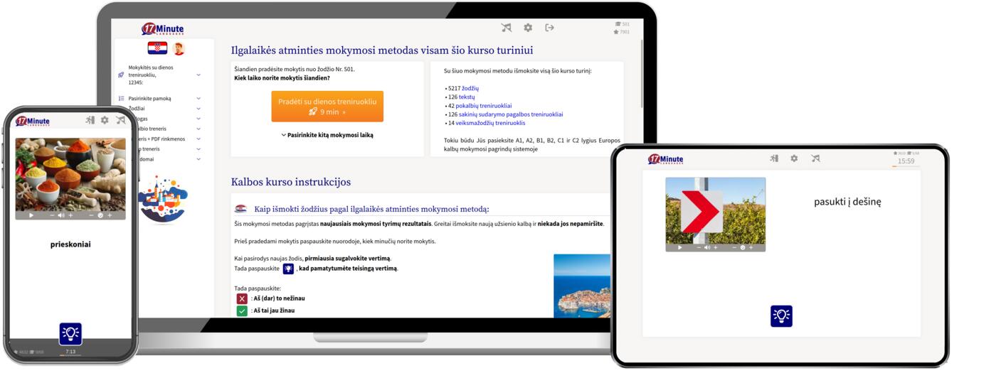 kroatų kalbos kurso ekrano kopija