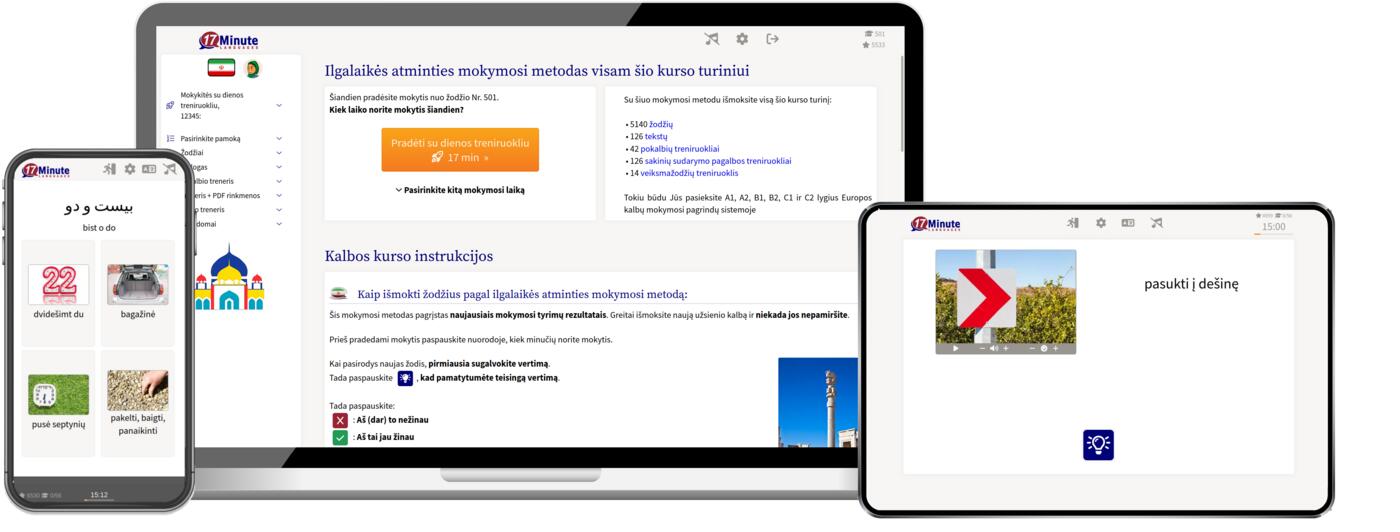 persų kalbos kurso ekrano kopija