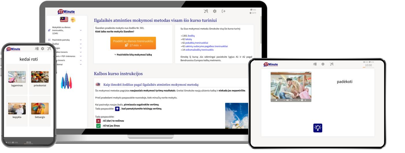 malajų kalbos kurso ekrano kopija