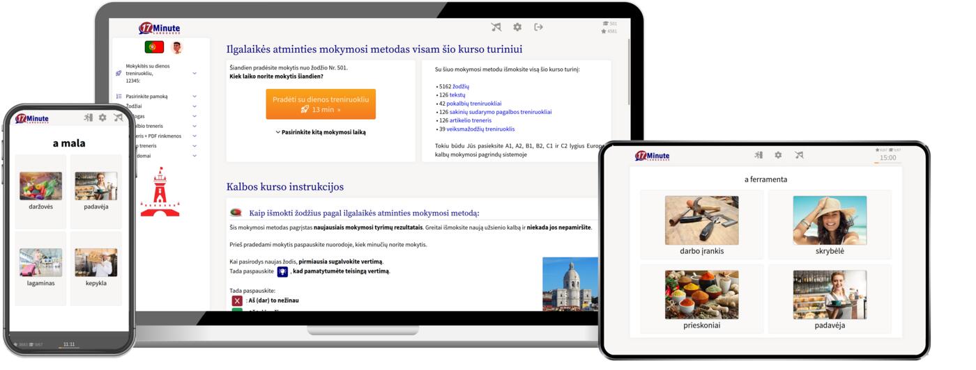 portugalų kalbos kurso ekrano kopija