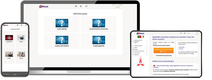 17 Minute Languages portugalų kalbos kalbos kurso ekrano kopija