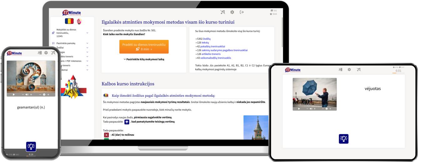 rumunų kalbos kurso ekrano kopija
