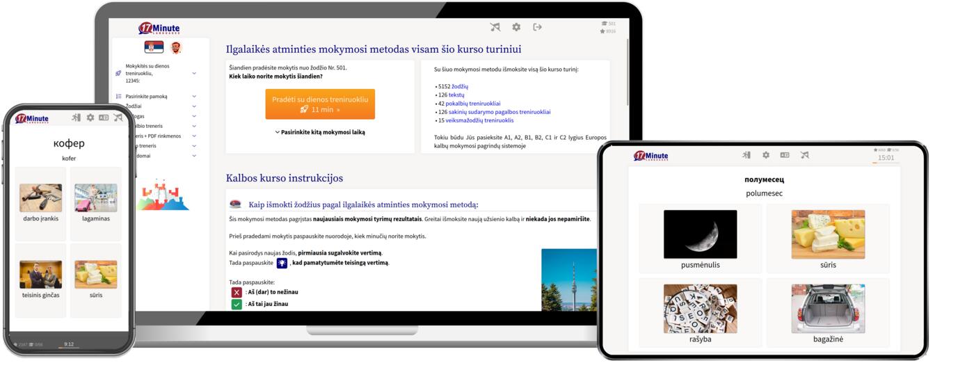 serbų kalbos kurso ekrano kopija