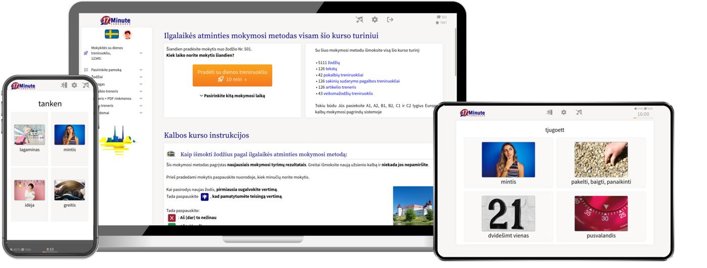 švedų kalbos kurso ekrano kopija