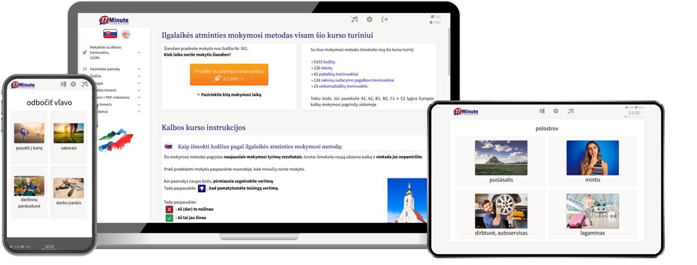 slovakų kalbos kurso ekrano kopija