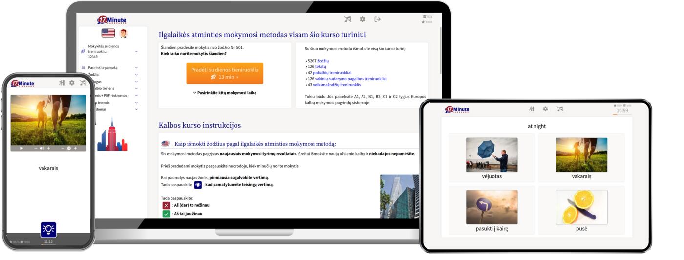 amerikiečių kalbos kurso ekrano kopija
