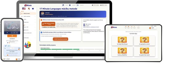 17 Minute Languages amerikāņu angļu valodas padziļinātā kursa ekrānuzņēmums
