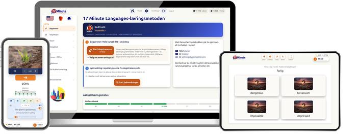 skjermbilde av kurset for viderekomne i amerikansk engelsk fra 17 Minute Languages