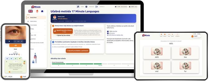 snímka obrazovky nadstavbového kurzu angličtiny – 17 Minute Languages