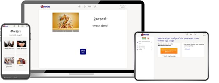 posnetek zaslona nadaljevalnega tečaja hindujskega jezika od 17 Minute Languages