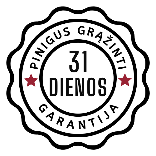 jus saugo mūsų pinigų grąžinimo garantija