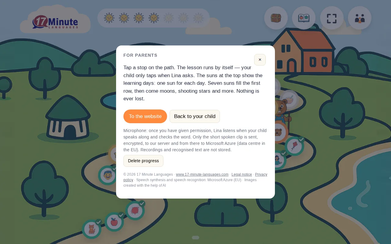 Parents' area with tips for joining in