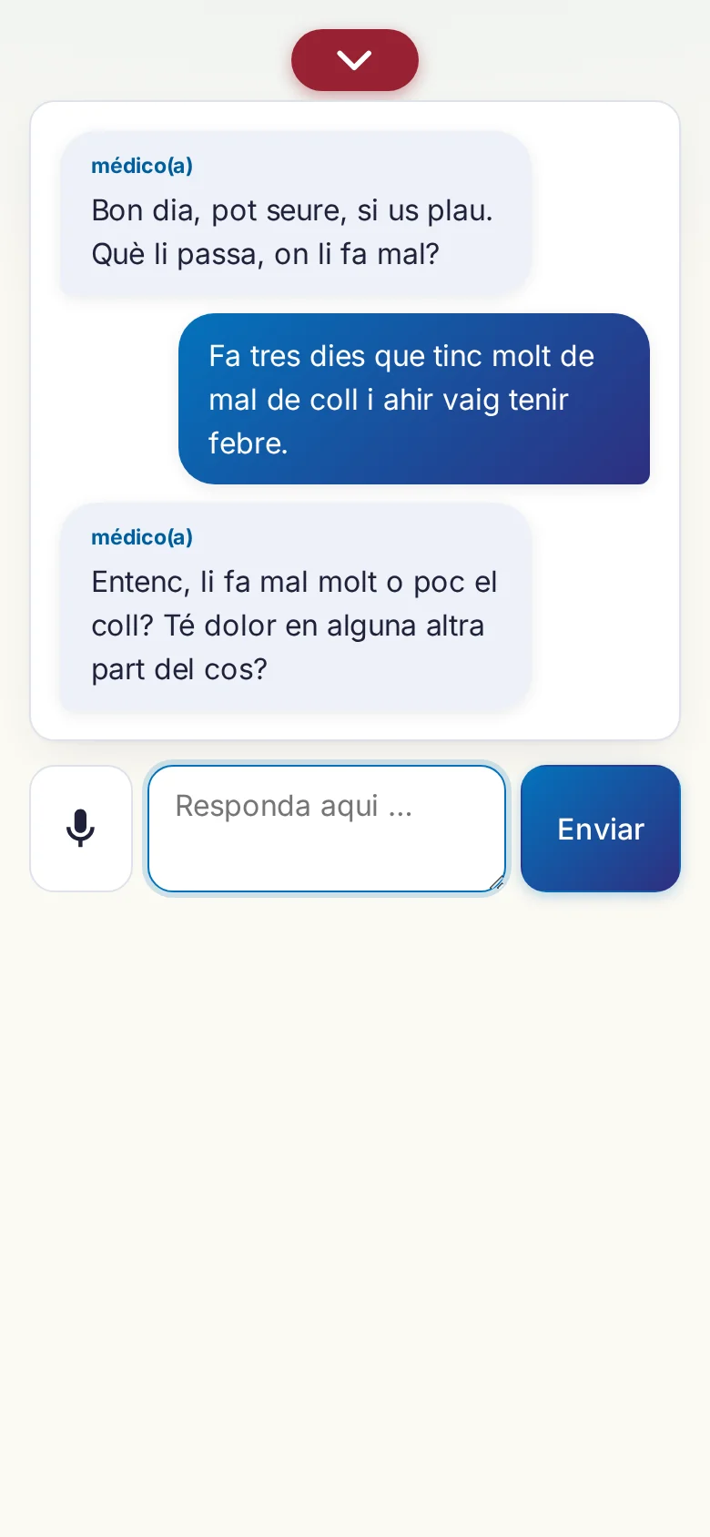 Celular: uma conversa em andamento com entrada por microfone.