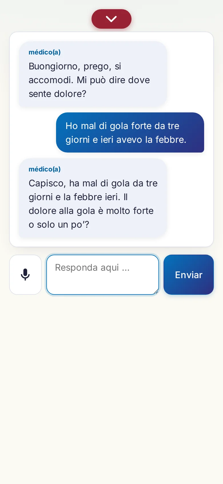 Celular: uma conversa em andamento com entrada por microfone.