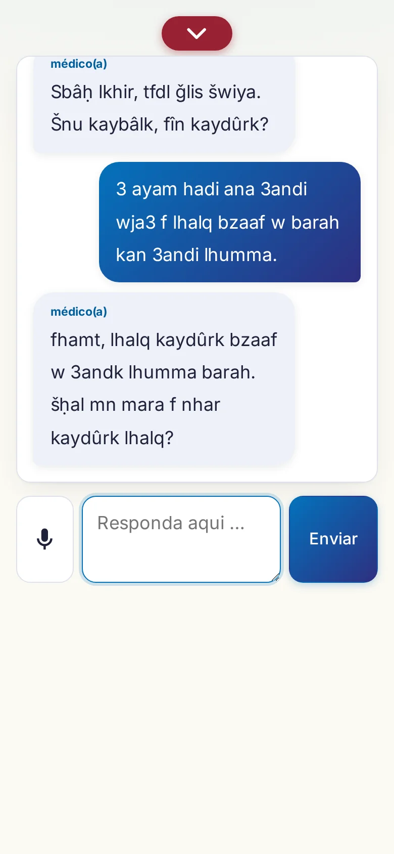 Celular: uma conversa em andamento com entrada por microfone.