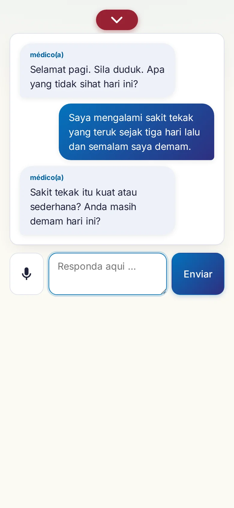 Celular: uma conversa em andamento com entrada por microfone.