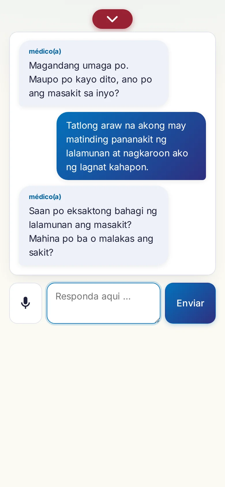 Celular: uma conversa em andamento com entrada por microfone.