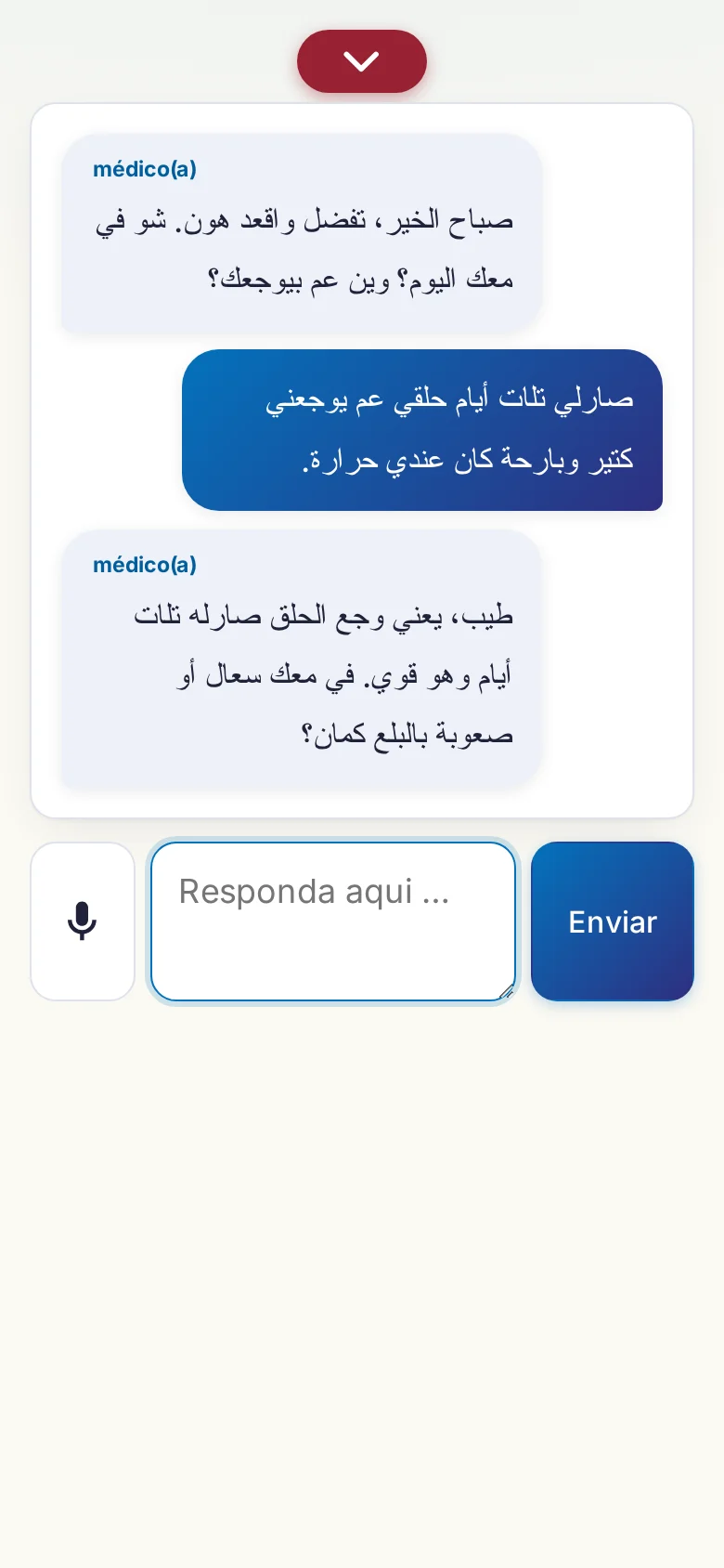 Celular: uma conversa em andamento com entrada por microfone.