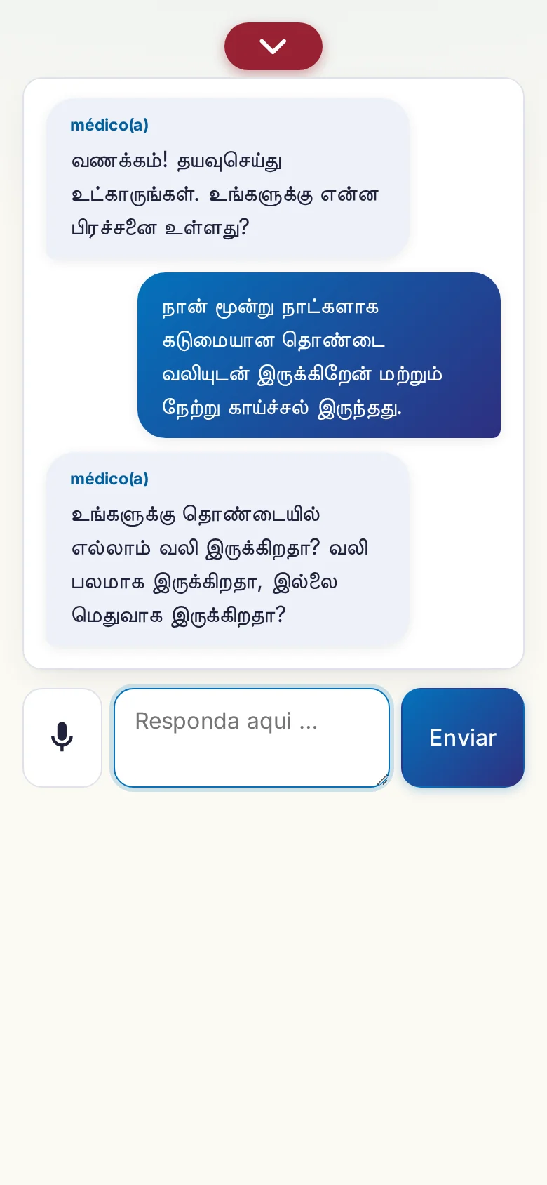 Celular: uma conversa em andamento com entrada por microfone.