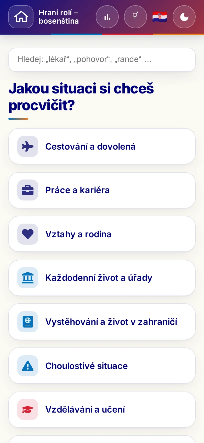 Mobil: tematické světy hraní rolí.