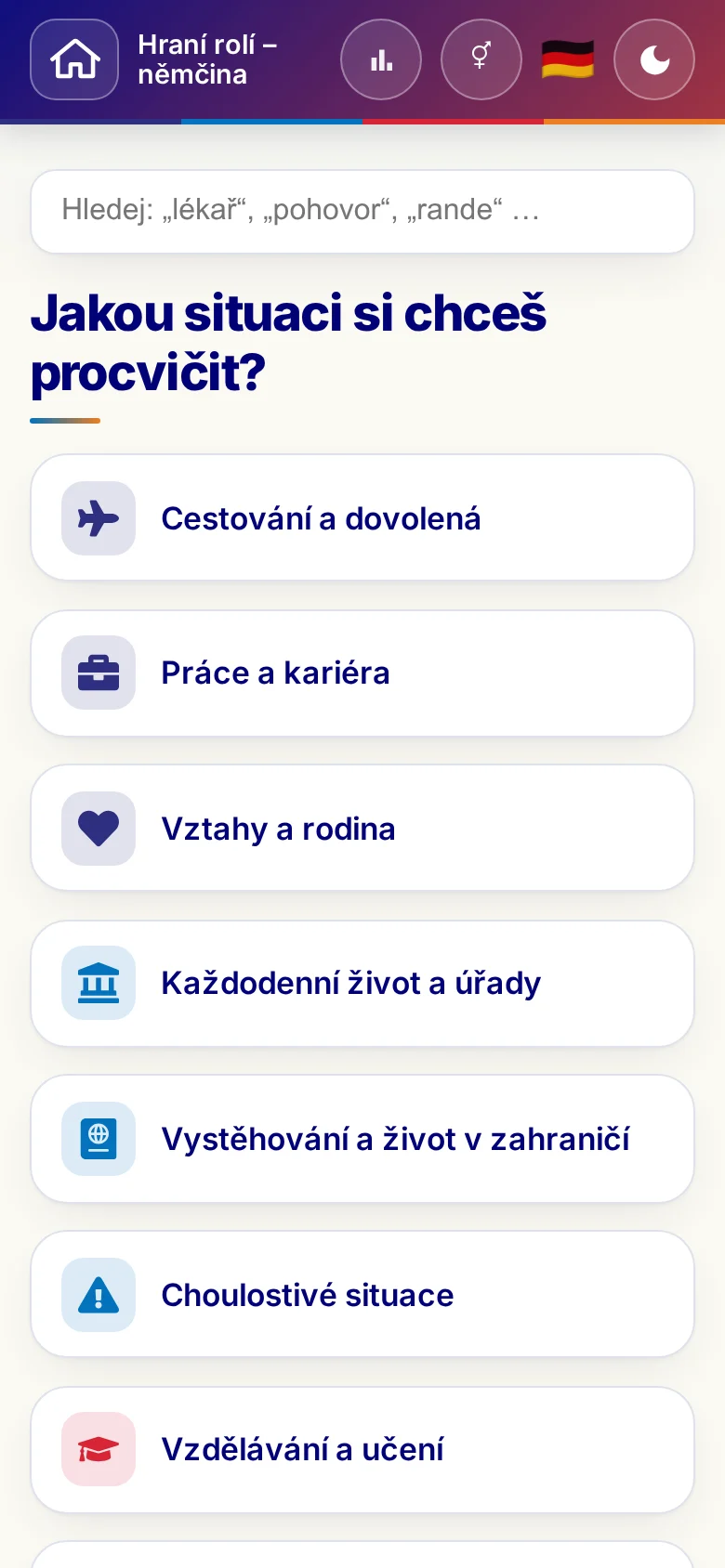 Mobil: tematické světy hraní rolí.