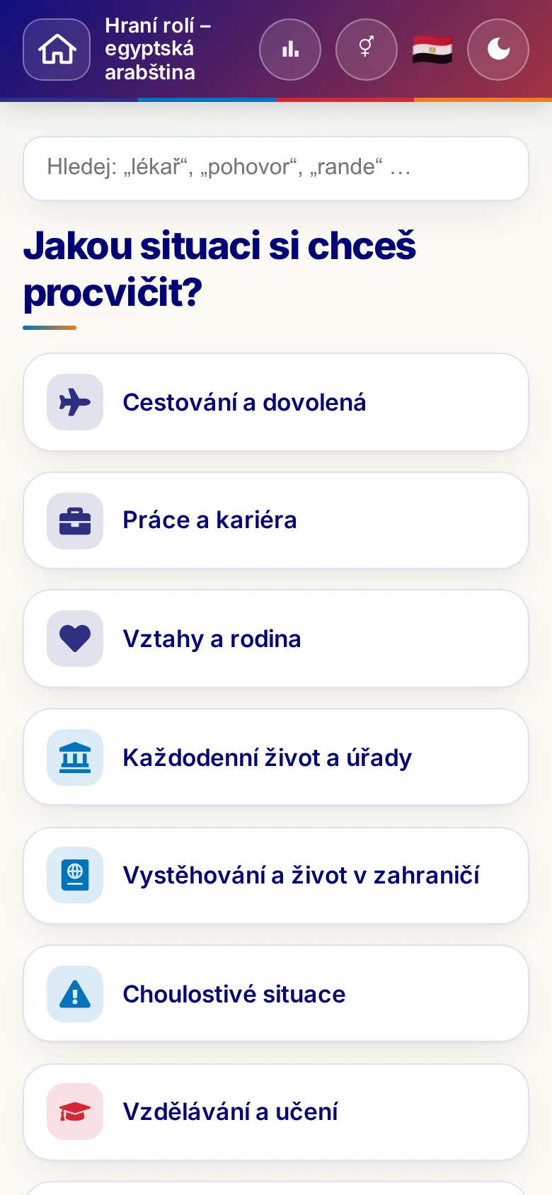 Mobil: tematické světy hraní rolí.
