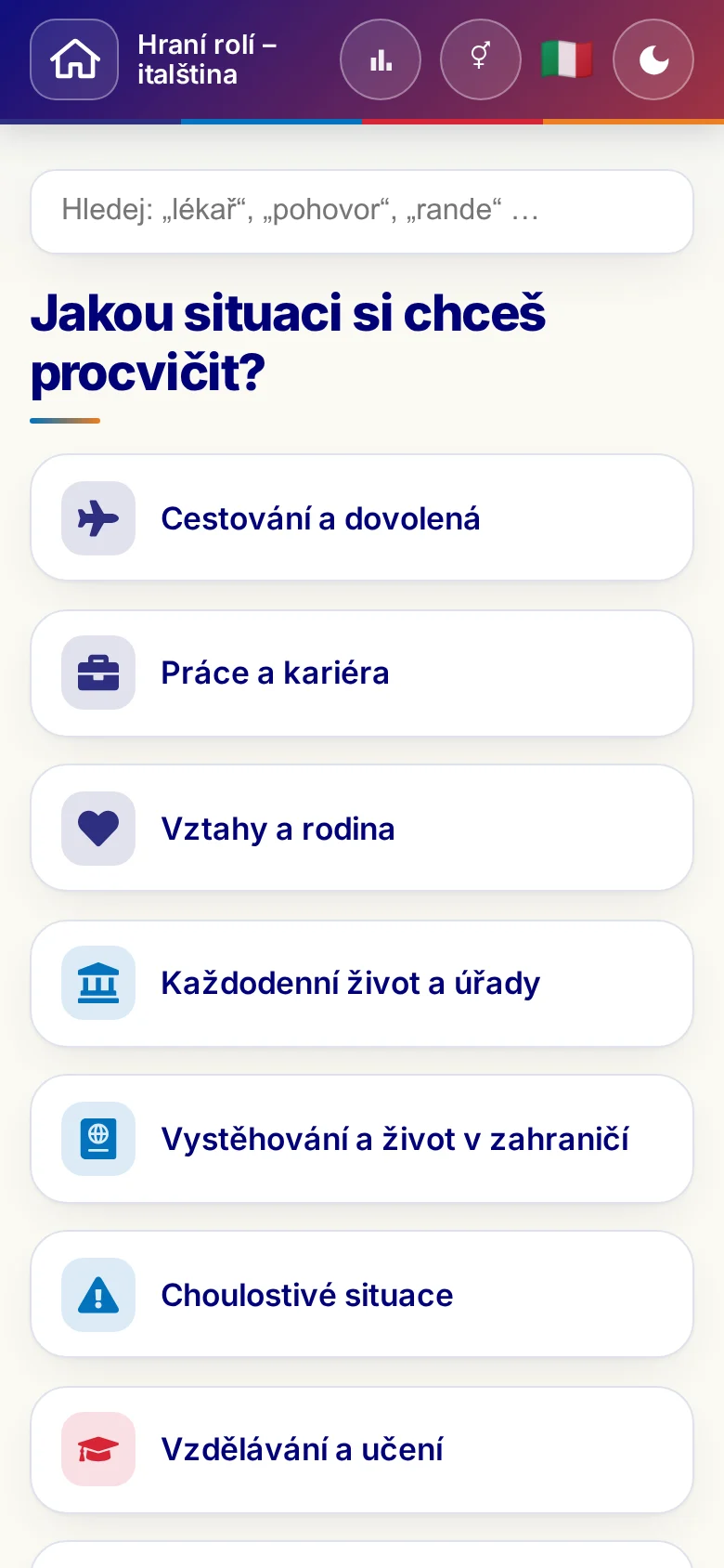 Mobil: tematické světy hraní rolí.
