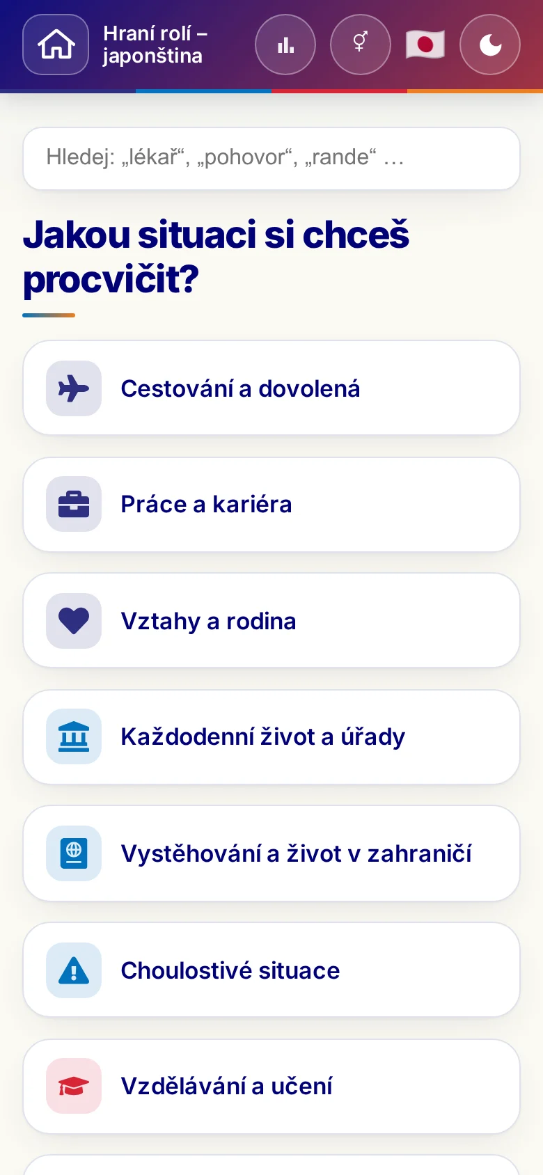 Mobil: tematické světy hraní rolí.