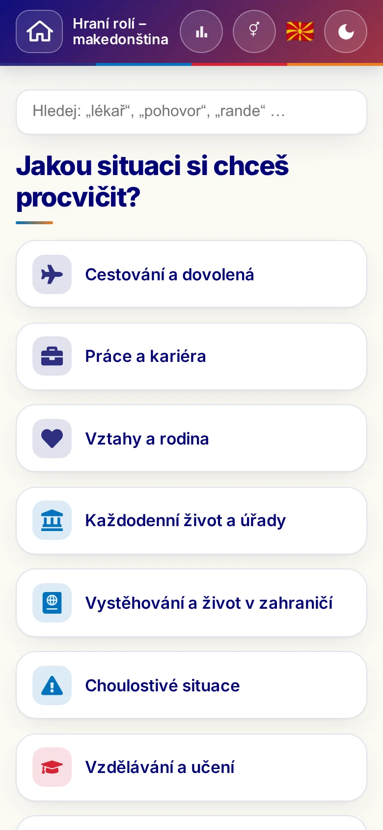 Mobil: tematické světy hraní rolí.