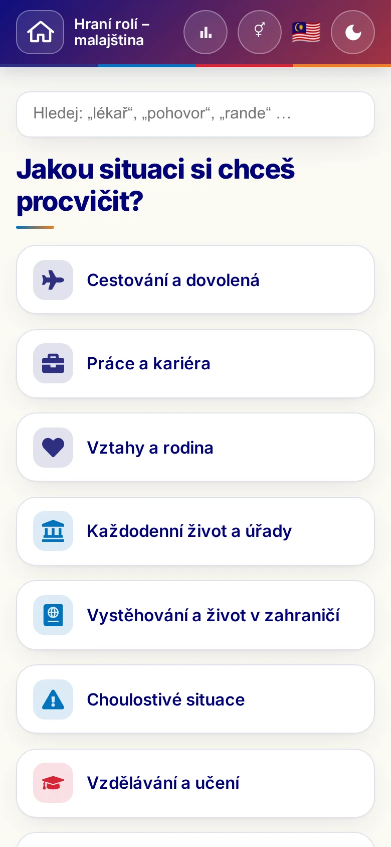 Mobil: tematické světy hraní rolí.