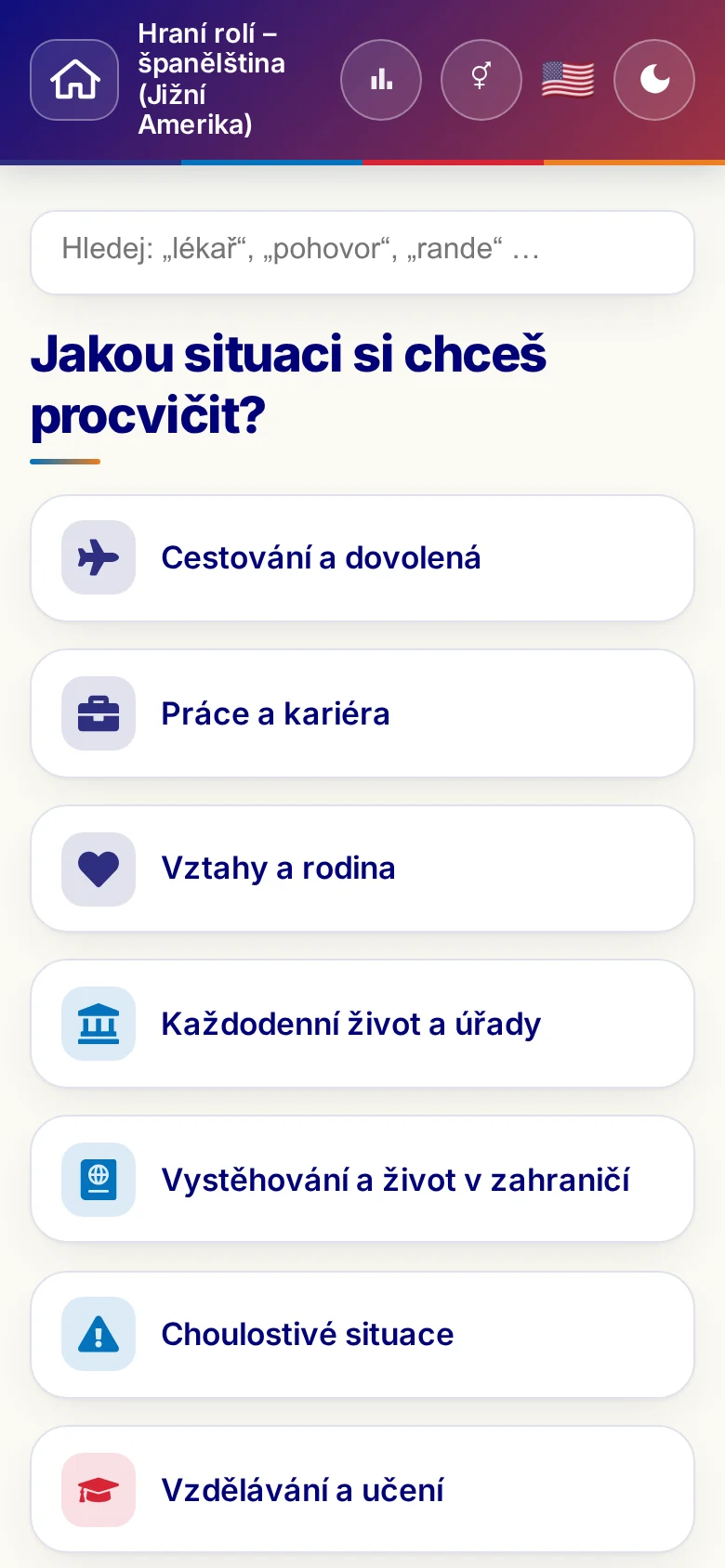 Mobil: tematické světy hraní rolí.